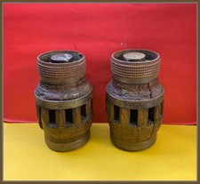 RARE PAIRE de  MOYEU de ROUE en BOIS....CHARETTE avec ecrous