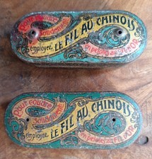 2 anciennes jolies boîtes publicitaires en tôle LE FIL AU CHINOIS  C96