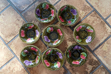 8 COUPELLES SARREGUEMINES BARBOTINE FRUITS