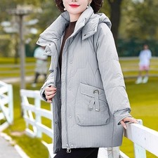 Femmes Court Épais à Capuche Veste Doudoune Hiver Matelassé Manteau Chaud Eclair