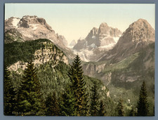 Italie, Brenta gruppe, le massif de Brenta  PZ vintage photochromie, Le massif d