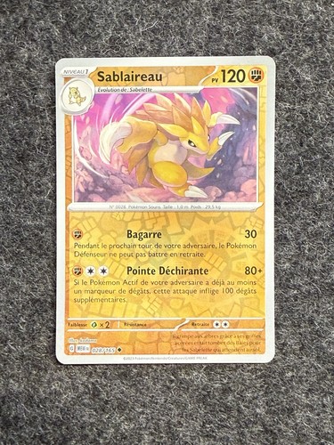 Carte pokémon sablaireau - carte,