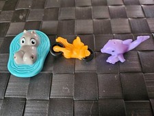 Lot de 3 jeux jouets figurines Kinder : hippopotame, dauphin + moto orange