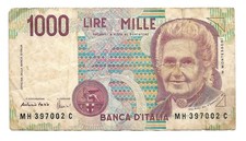 Billet 1000 Lire "Montessori" 3 Octobre 1990 Italie