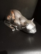 chat en alu brossé statuette
