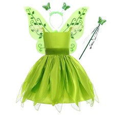 Déguisement Fée Clochette Enfant Fille Cosplay Princesse Robe avec Papillon A...