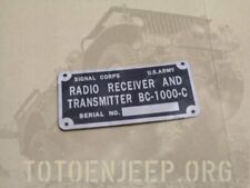 plate plaque radio us ww2 BC1000 C scr 300 jeep  willys dodge gmc