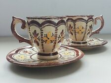 Paire de tasses à café ancienne en céramique signé Henriot Quimper