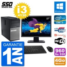 PC Tour Dell 9020 Ecran 27" Intel Core i3-4130 RAM 4Go SSD 960Go Windows 10 Wifi