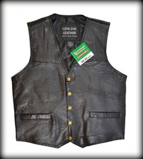 Gilet en Cuir sans manches - homme ou femme - Grande taille - Bikers country