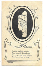 belle  CPA carte postale ancienne jeu devinette femme aux 2 visages 1908