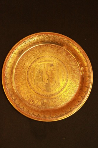 Assiette cuivre murale scène - assiette,