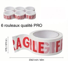 LOT 6 ROULEAUX ADHESIF SCOTCH EMBALLAGE FRAGILE EMBALLAGE Colis Carton