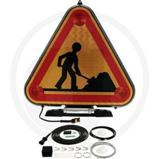 Triangle Triflash À Led Lumineux Présence Chantier 700 Mm Classe Ii 12 / 24 V