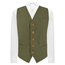 Gilet En Laine Tissé Vert Sauge De Luxe, Tweed