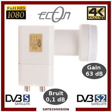 LNB Universel Twin 0,1 dB Gain 63 dB Full HD 3D Ultra HD 4K