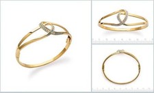 Bracelet Jonc Ouvrable Rhodié Entrelaçés Pavé Plaqué Or 18K Rhodié Dolly-Bijoux