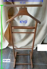 Valet de chambre-nuit ancien bois marron, portant porte-habit cintre costume sol