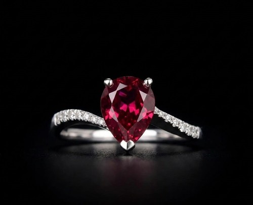 Pear cut ruby engagement ring - pear-cut,