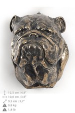 Anglais Bouledogue Statuette Suspendre À un / Une Mur, Bronze, Type Chien