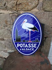 POTASSE D'ALSACE Hansy , plaque émaillée ancienne double faces hauteur 60 cm