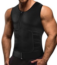 Homme Sweat Gilet Néoprène Entraînement Chemise Corps Shaper Sauna Costume Ta...