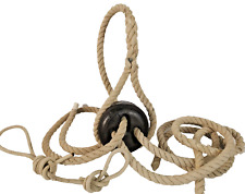 TRÈS ANCIENNE POULIE DE MARINE EN BOIS AVEC CORDAGE - VOILIERS - VIEUX GRÉEMENTS