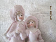 ANCIEN COUPLE POUPEE miniature biscuit xixème TEE PUPPEE  DOLL COUPLE biscuit