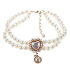  Collier Princesse Chat : Collier Double Couche avec Pendentif en Fausse Perle