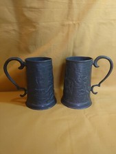 lot chope en étain Deutsch Zinnbecher décor chasse chiens 