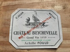 etiquette vin Chateau Beychevelle 1959 saint Julien wine label wein etikett