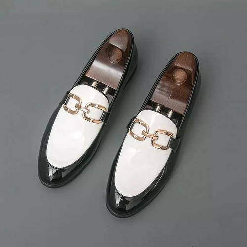 Mocassin élégant noir blanc - noir,