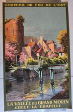 affiche ancienne - chemin de fer de l'Est - Crécy-la-chapelle - CH Hallé 1924