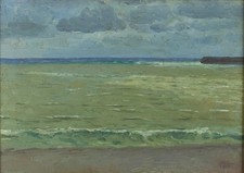 Ancien tableau Marine Bord de Mer Saint Jean de Luz Vague 1888 Pays Basque OGIER
