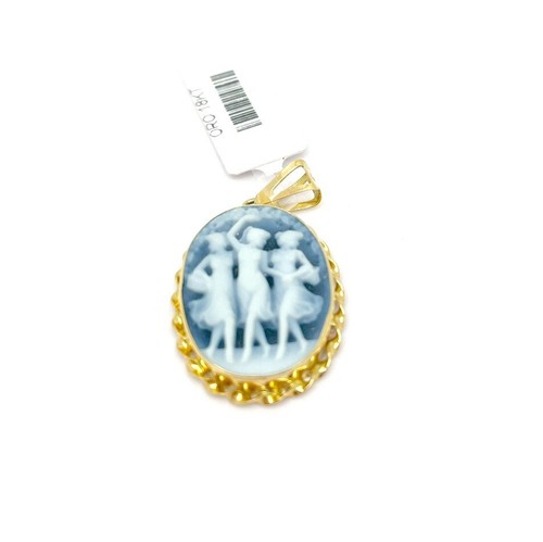 72705 pendentif camée bleu - pendentif,