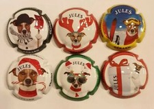 Série de 6 capsules de champagne Gerard Charles chien Jules. TA