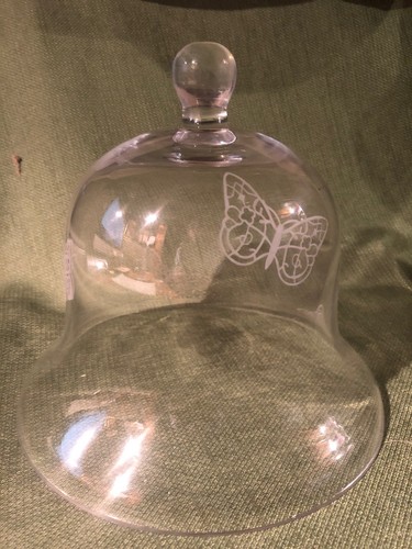 Butterfly etched glass cloche - butterfly,
