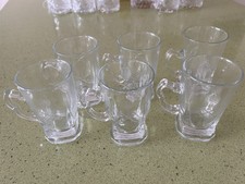Vintage Lot de 6 verres tasses à café thé avec anse verre ciselé 2 épées soleil
