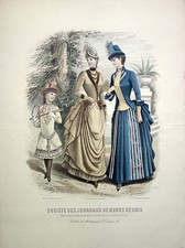 Gravure ancienne - Modes de Paris - XIXème - 27 x 37,5 cm TBE