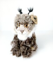 Peluche/Doudou Réaliste Lynx Marron Beige Blanc Noir Yeux Jaunes 30*20cm  -  WWF