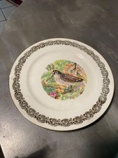 Assiette ancienne Limoges – décor chasse – bécasse – porcelaine française vintag