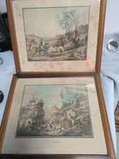 Lot de 2 Lithographie de Carle Vernet La Chasse - L'hallali