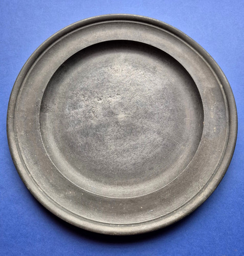 Ancien plat etain - 30,5cm,
