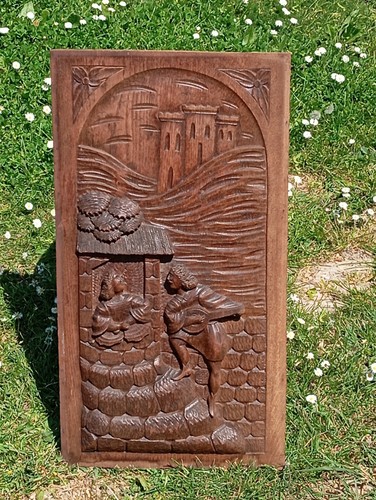 Ancien panneau bois decor - ancien,