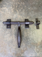 Ancien verrou poignée cochonnier en fer forgé, serrure targette ferrure penture