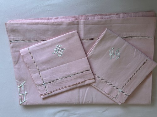 Ancien ensemble drap plat 2 - drap,
