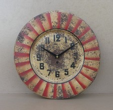 Pendule art déco tôle peinte rouge ancien pendulette horloge cuisine MARCHE