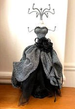 Porte Bijoux Mannequin Robe Noir Argenté 32cm Très belle qualité ! Comme Neuf
