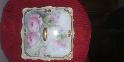 Vtg porcelain floral signed - floral,