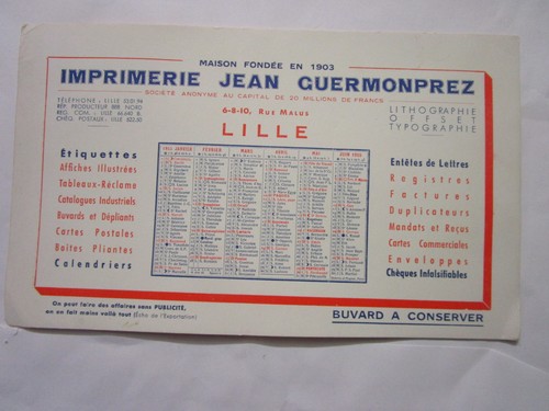 Buvard imprimerie jean - buvard,